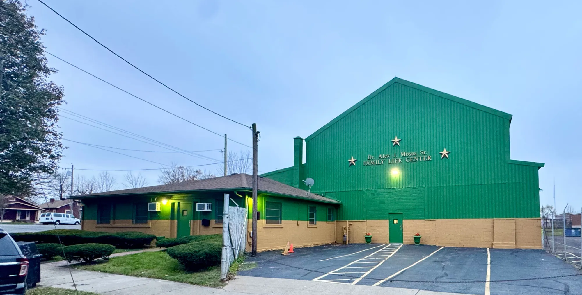 The Family Life Center and its parking lot on 24th Street